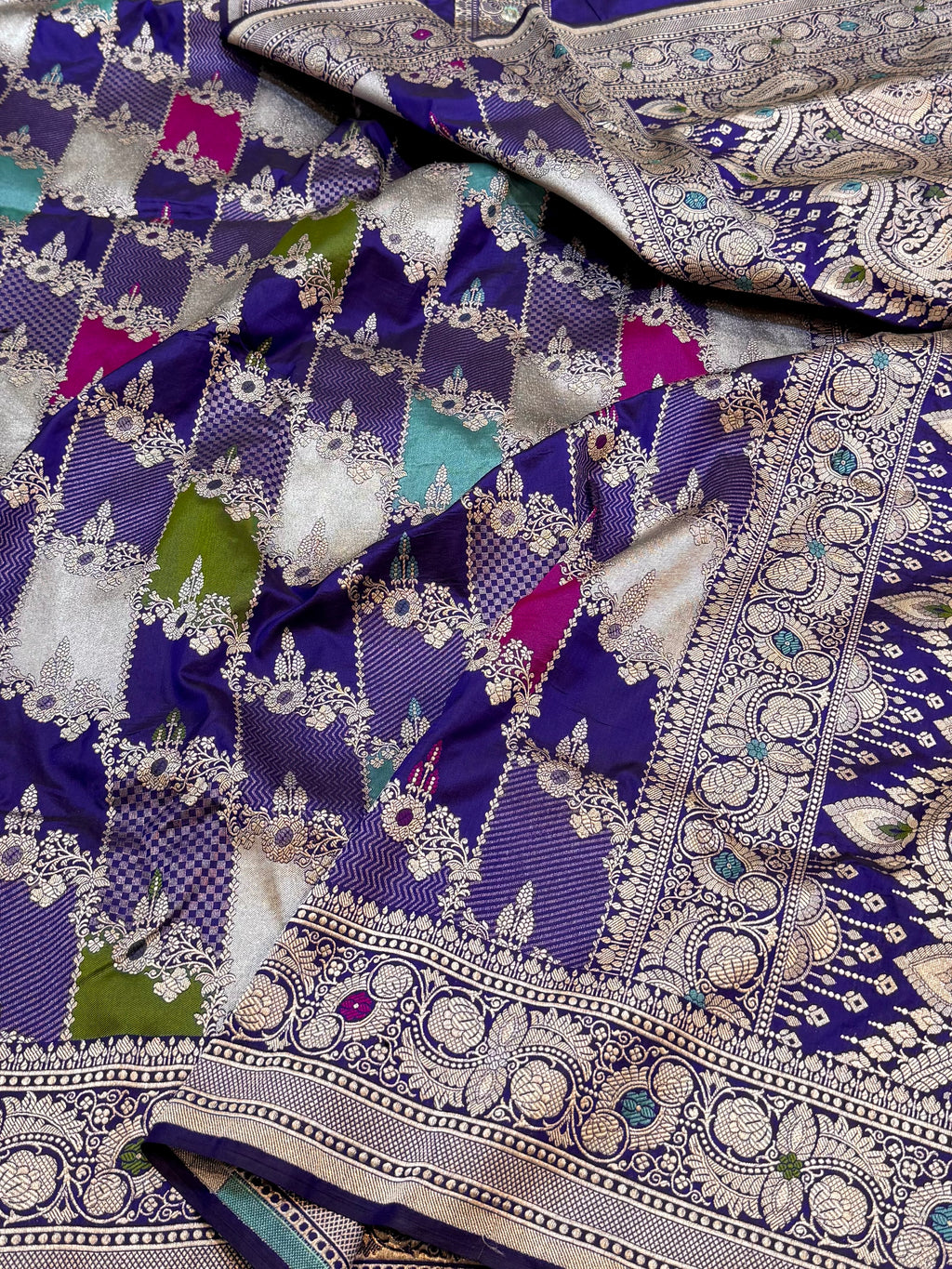 Royal Blue Exclusive Pure Banarasi Katan Silk Rangkaat Saree
