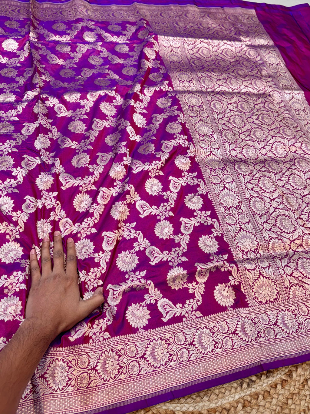Dual Shade Purple 100% Pure Banarasi Katan Silk Saree