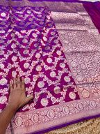 Dual Shade Purple 100% Pure Banarasi Katan Silk Saree