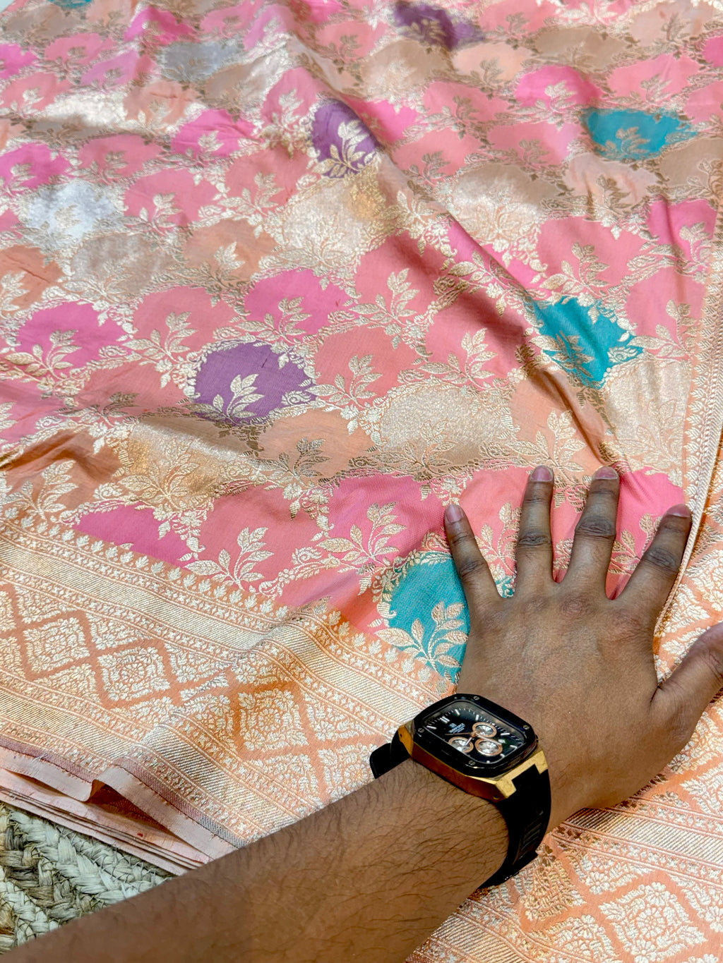 Prebook | Pastel Peach 100% Pure Banaras Katan Silk Rangkaat Saree