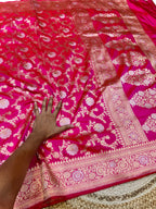Rani Pink 100% Pure Banarasi Katan Silk Meenakari Saree