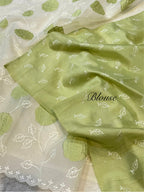 Green Organza Silk Partywear Banarasi Embroidery with Applique Floral Lightweight Sarees