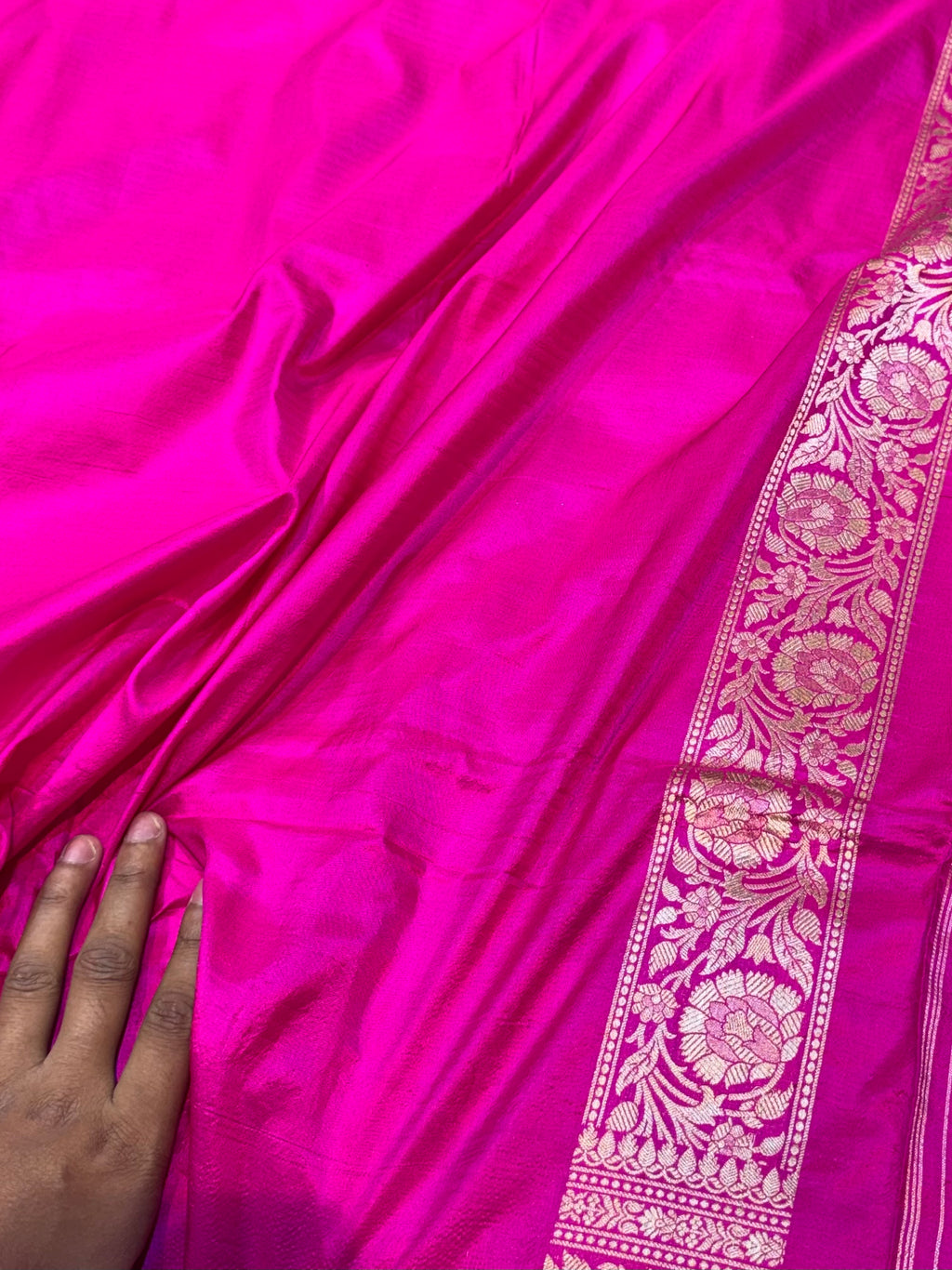 Fuscia Pink Pure Banarasi Katan Silk Saree