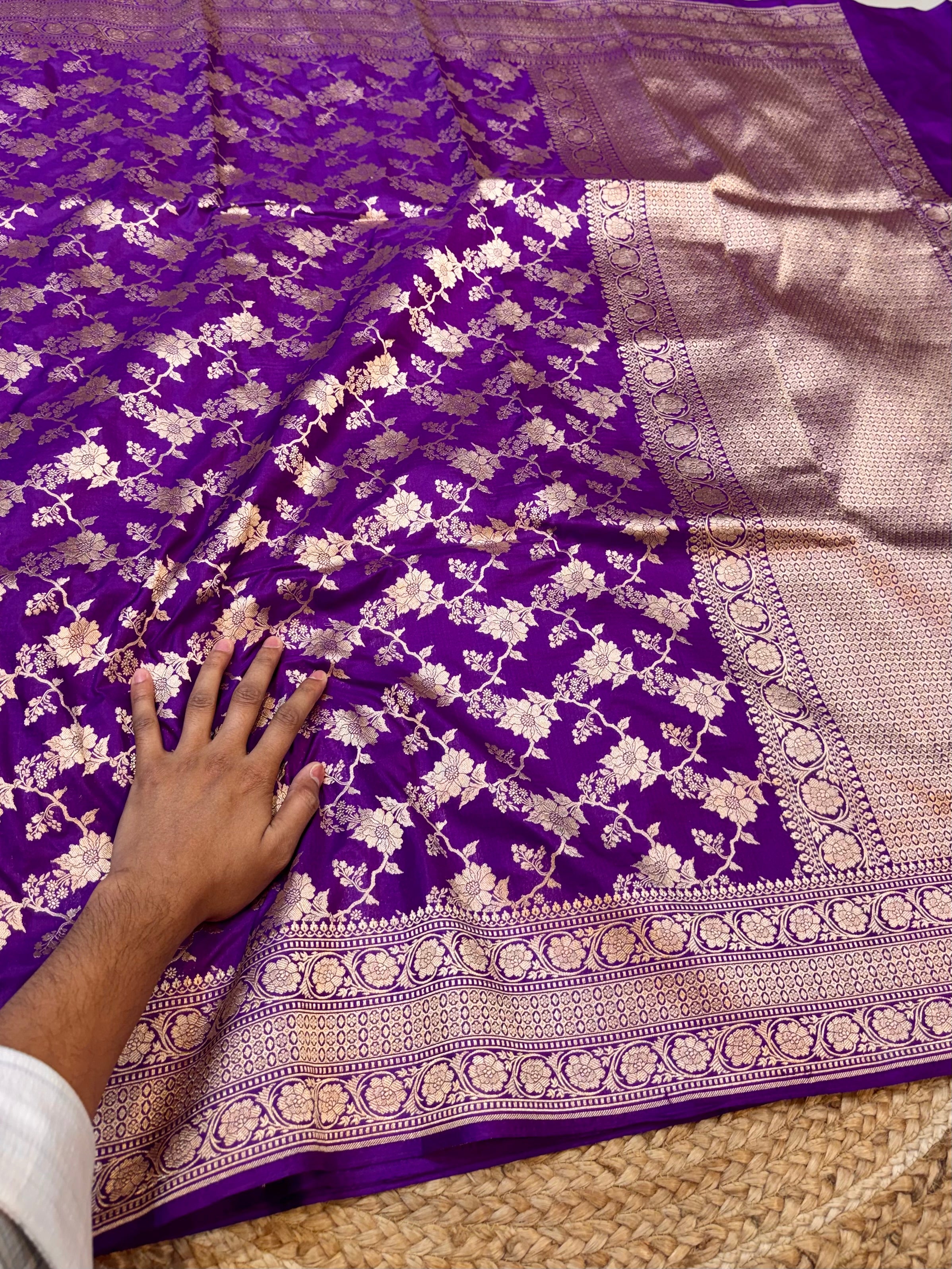 Purple 100% Pure Banarasi Katan Silk Saree
