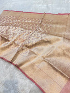 Diamond Peach 100% Pure Tissue Silk Banarasi Partywear Saree