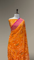 Fanta Orange 100% Pure Ektara Banarasi Kora Jamdani Saree