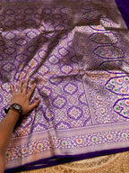 Violet Purple 100% Pure Banarasi Katan Silk Meenakari Brocade Saree
