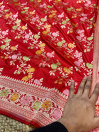 Prebook | Red 100% Pure Banarasi Katan Silk Meenakari Saree