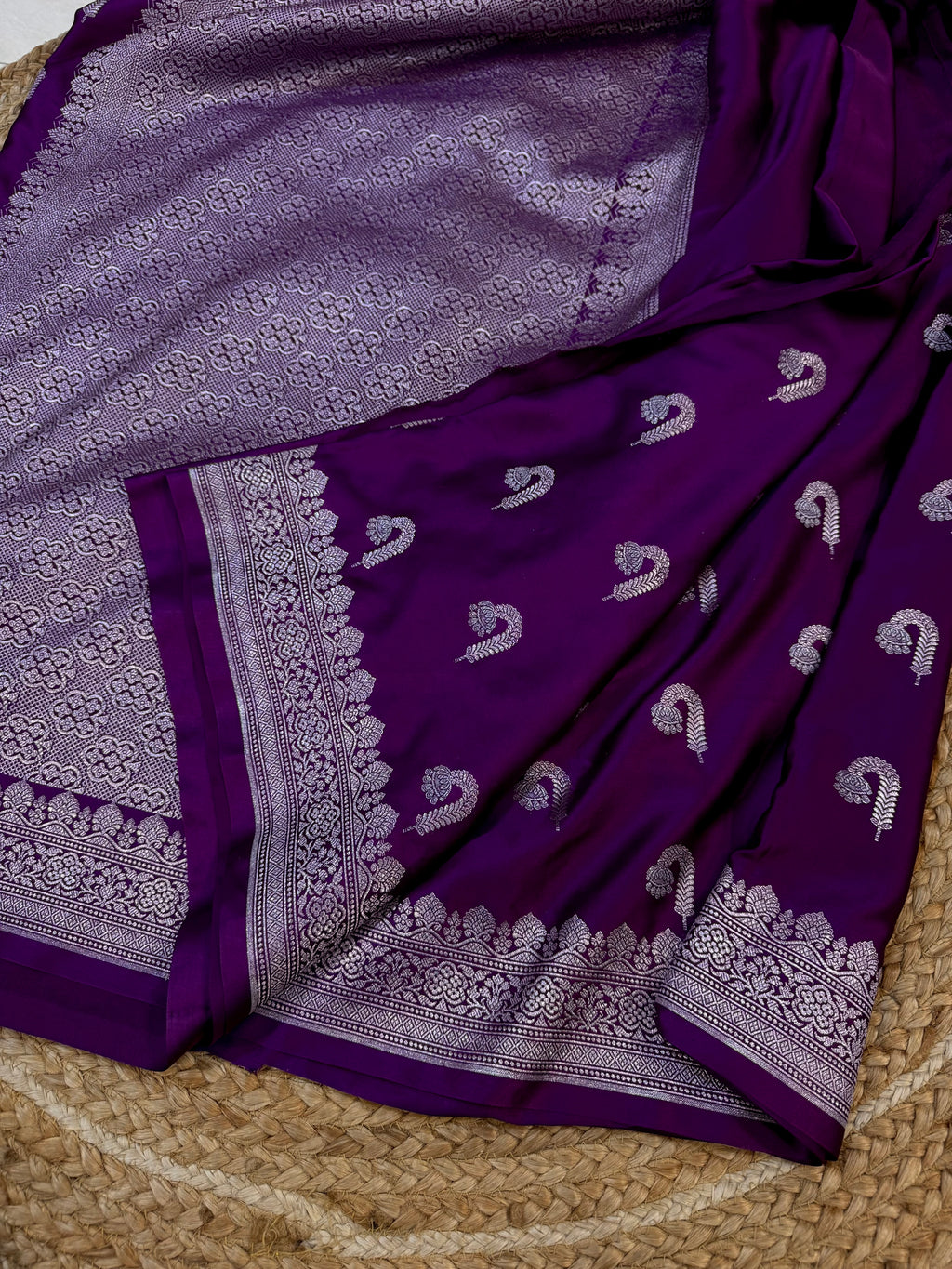 Purple Banarasi Soft Meenakari Mashru Silk Partywear Saree