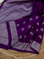 Purple Banarasi Soft Meenakari Mashru Silk Partywear Saree
