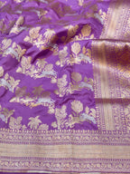 Lavender 100% Pure Banarasi Katan Silk Meenakari Saree