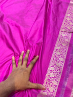 Fuscia Pink 100% Pure Banarasi Katan Silk Saree