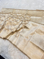 Diamond Golden 100% Pure Tissue Silk Banarasi Partywear Saree