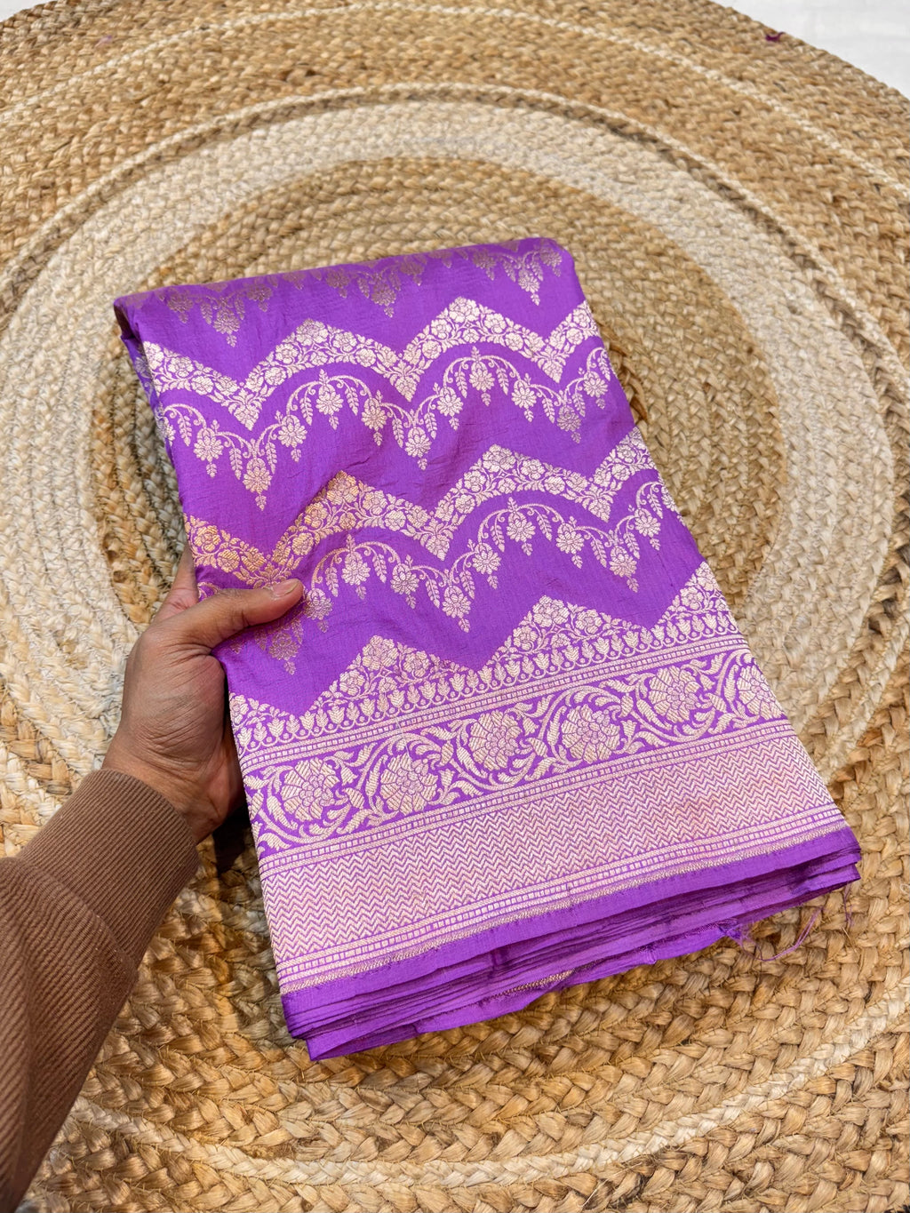Lavender 100% Pure Katan Silk Saree