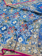 Blue 100% Pure Ektara Banarasi Kora Jamdani Saree