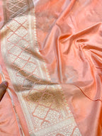 Prebook | Pastel Peach 100% Pure Banaras Katan Silk Rangkaat Saree