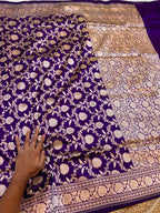 Violet Purple Pure Banarasi Katan Silk Saree