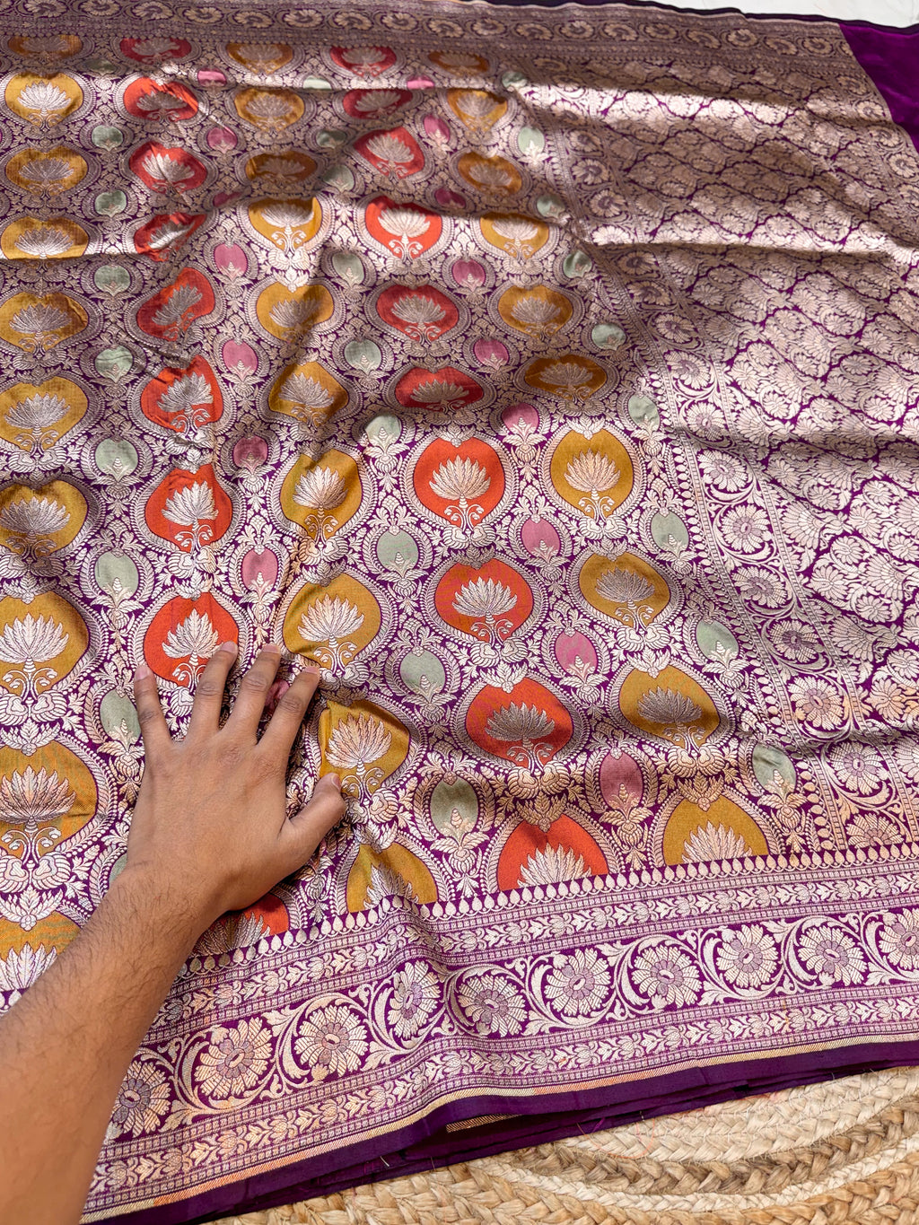 Wine Purple 100% Pure Banaras Katan Silk Rangkaat Saree