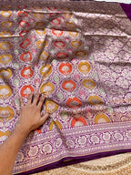 Wine Purple 100% Pure Banaras Katan Silk Rangkaat Saree