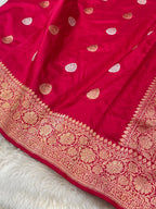 Hot Pink 100% Pure Banaras Katan Silk Handloom Handwoven Pattu Saree