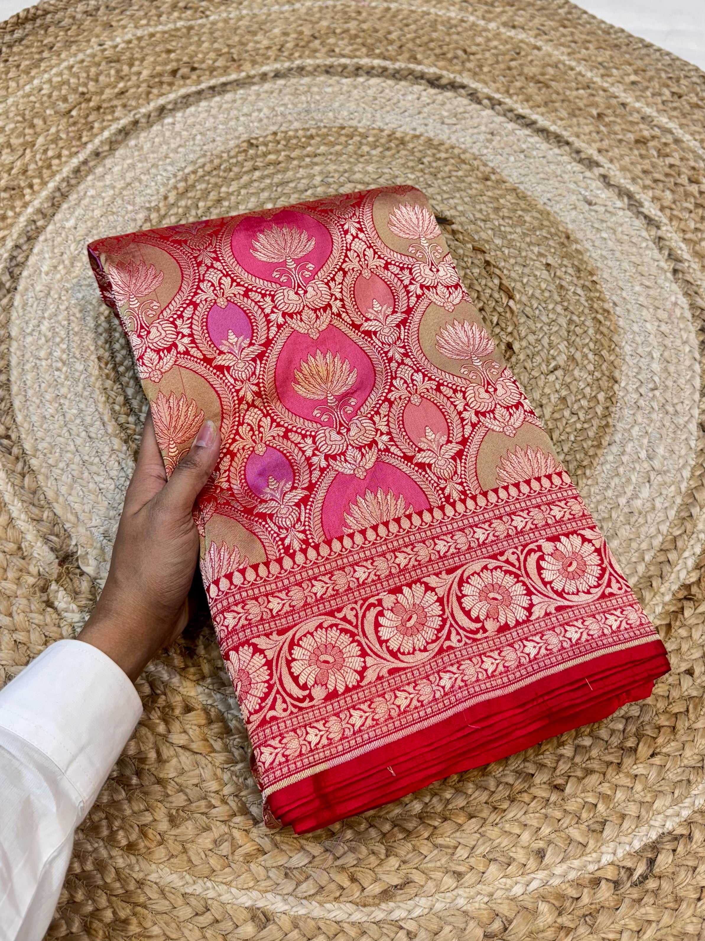 Prebook | Red 100% Pure Banaras Katan Silk Rangkaat Saree