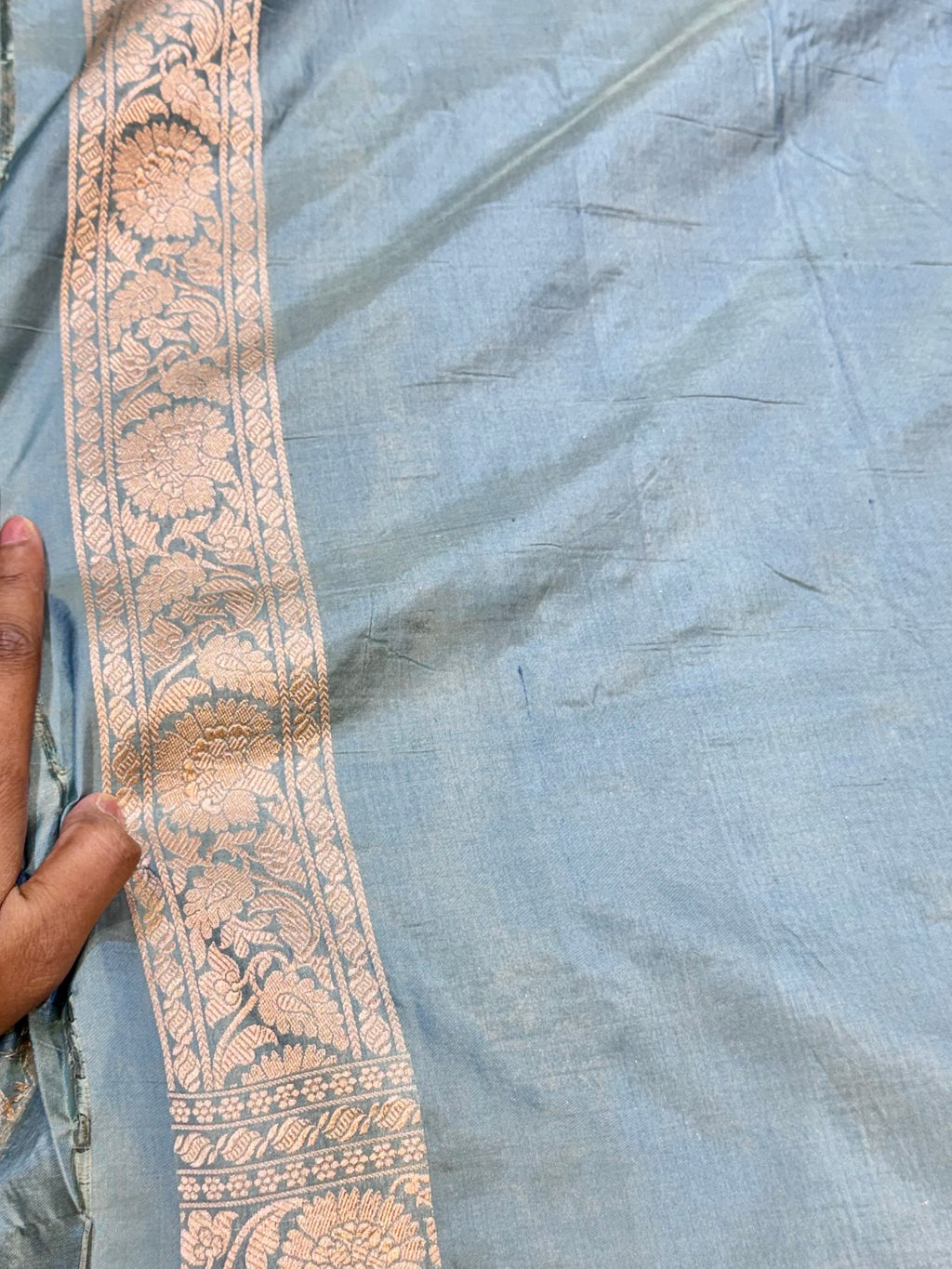 Prebook | Powder Blue 100% Pure Banarasi Katan Silk Saree