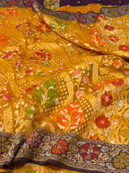 Prebook | Sunflower Yellow 100% Pure Ektara Banarasi Kora Jamdani Saree