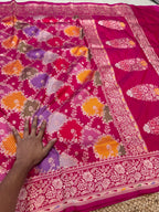 Rani Pink 100% Exclusive Pure Banaras Katan Silk Rangkaat Saree
