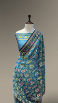 Sapphire Blue Pure Ektara Banarasi Kora Jamdani Saree