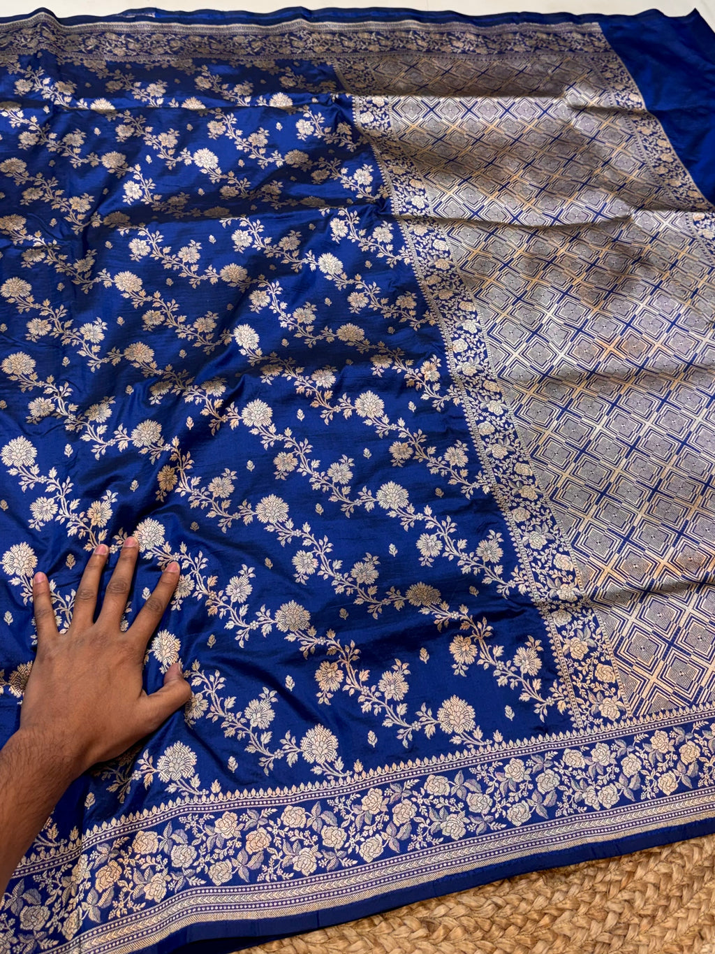 Royal Blue 100% Pure Banarasi Katan Silk Saree