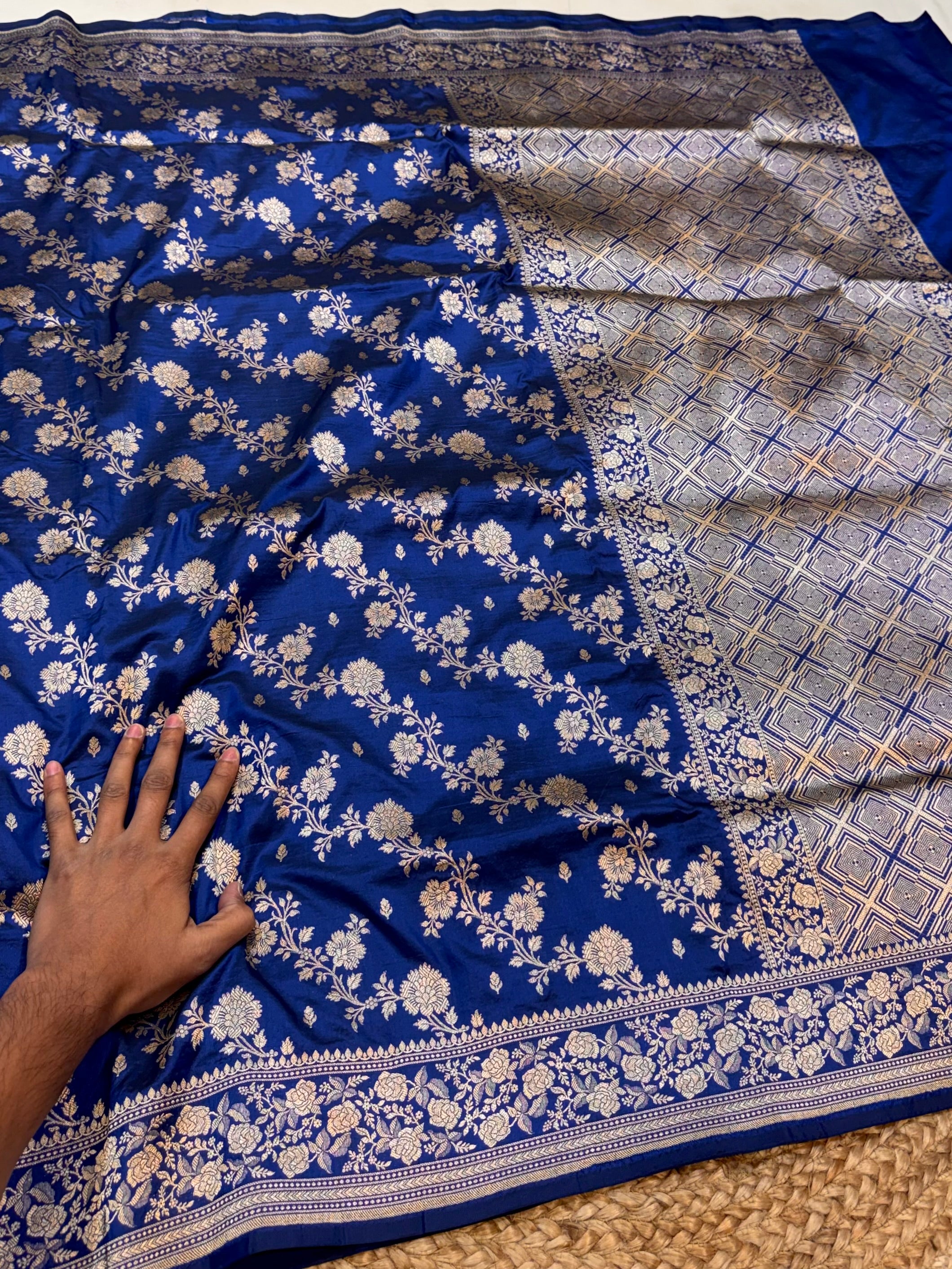 Royal Blue 100% Pure Banarasi Katan Silk Saree