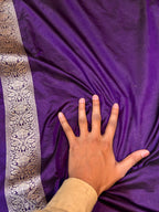 Violet Purple 100% Pure Banarasi Katan Silk Saree