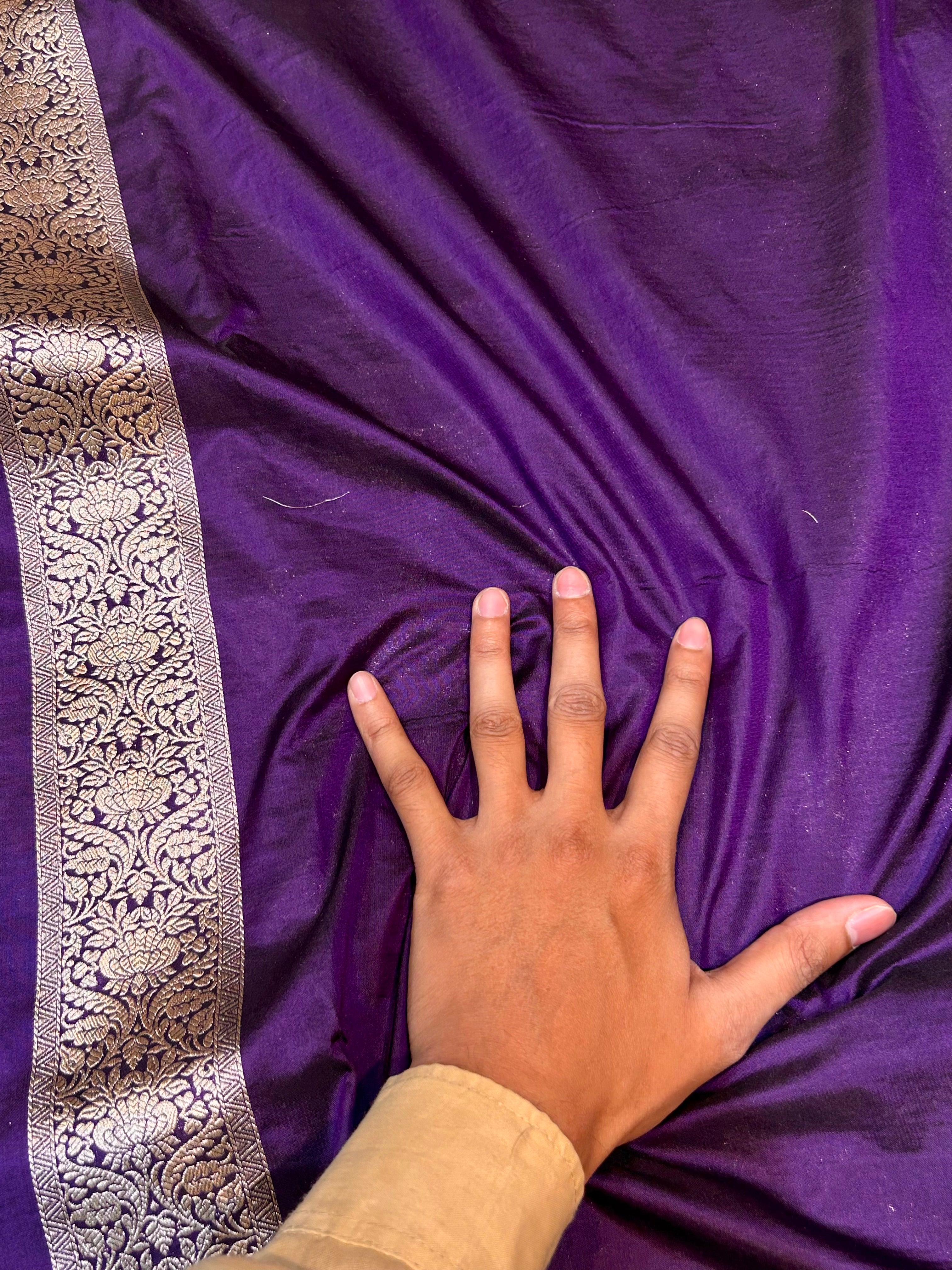 Violet Purple 100% Pure Banarasi Katan Silk Saree