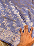 Prebook | Lilac Grey 100% Pure Banarasi Katan Silk Saree