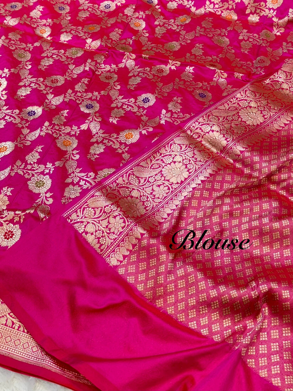 Rani Pink 100% Pure Banarasi Katan Silk Handloom Handwoven Pattu Saree