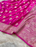 Fuchsia Pink Banarasi Soft Mashru Silk Partywear Saree