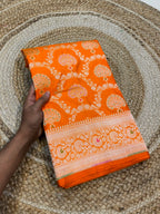 Fanta Orange 100% Pure Banarasi Katan Silk Meenakari Saree