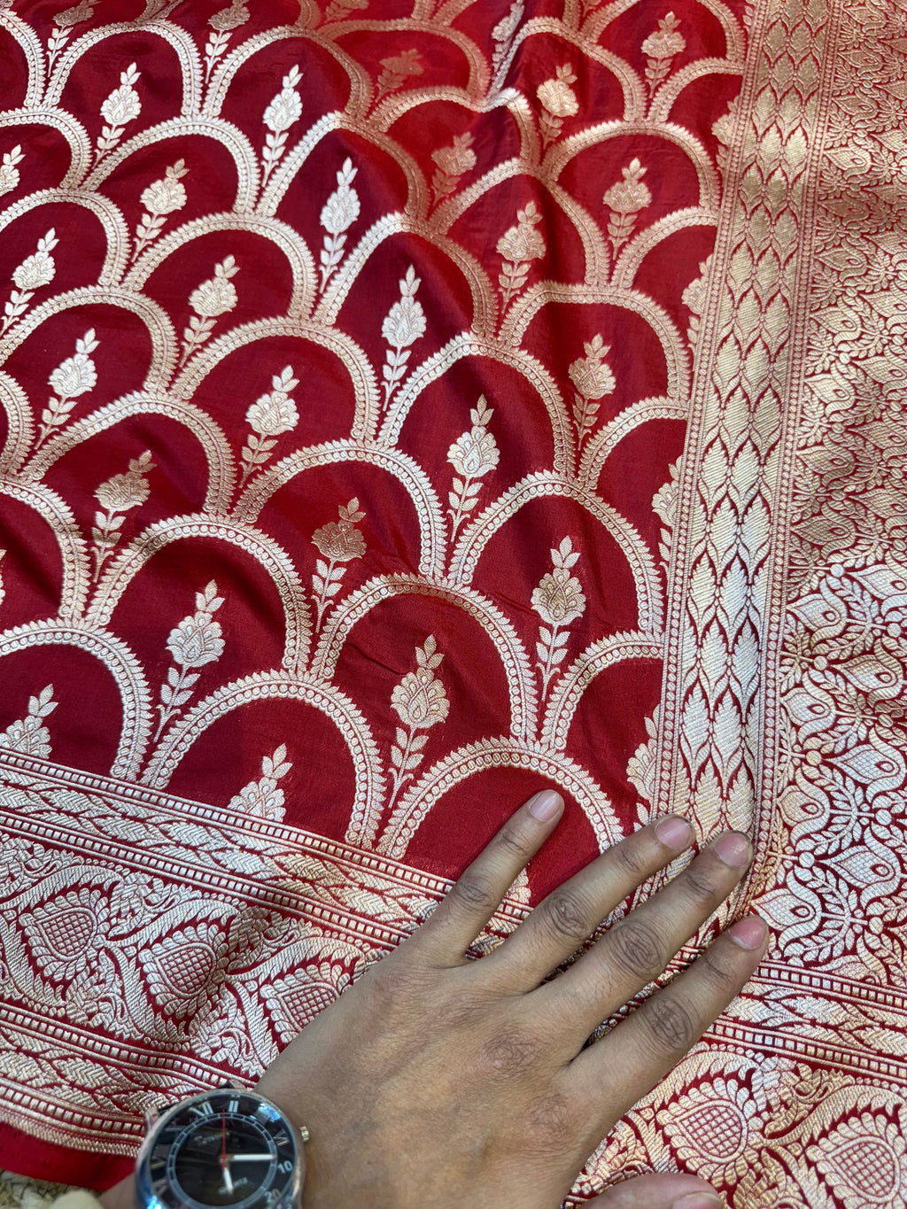 Brick Red 100% Pure Banarasi Katan Silk Saree