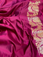 Magenta Pink Banarasi Soft Meenakari Mashru Silk Partywear Saree