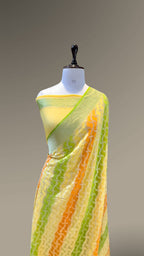 Yellow 100% Pure Banarasi Khaddi Georgette RANGKAAT Saree