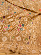 Beige 100% Pure Ektara Banarasi Cotton Jamdani Saree