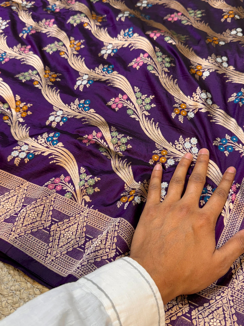 Prebook | Violet Purple 100% Pure Banarasi Katan Silk Meenakari Saree