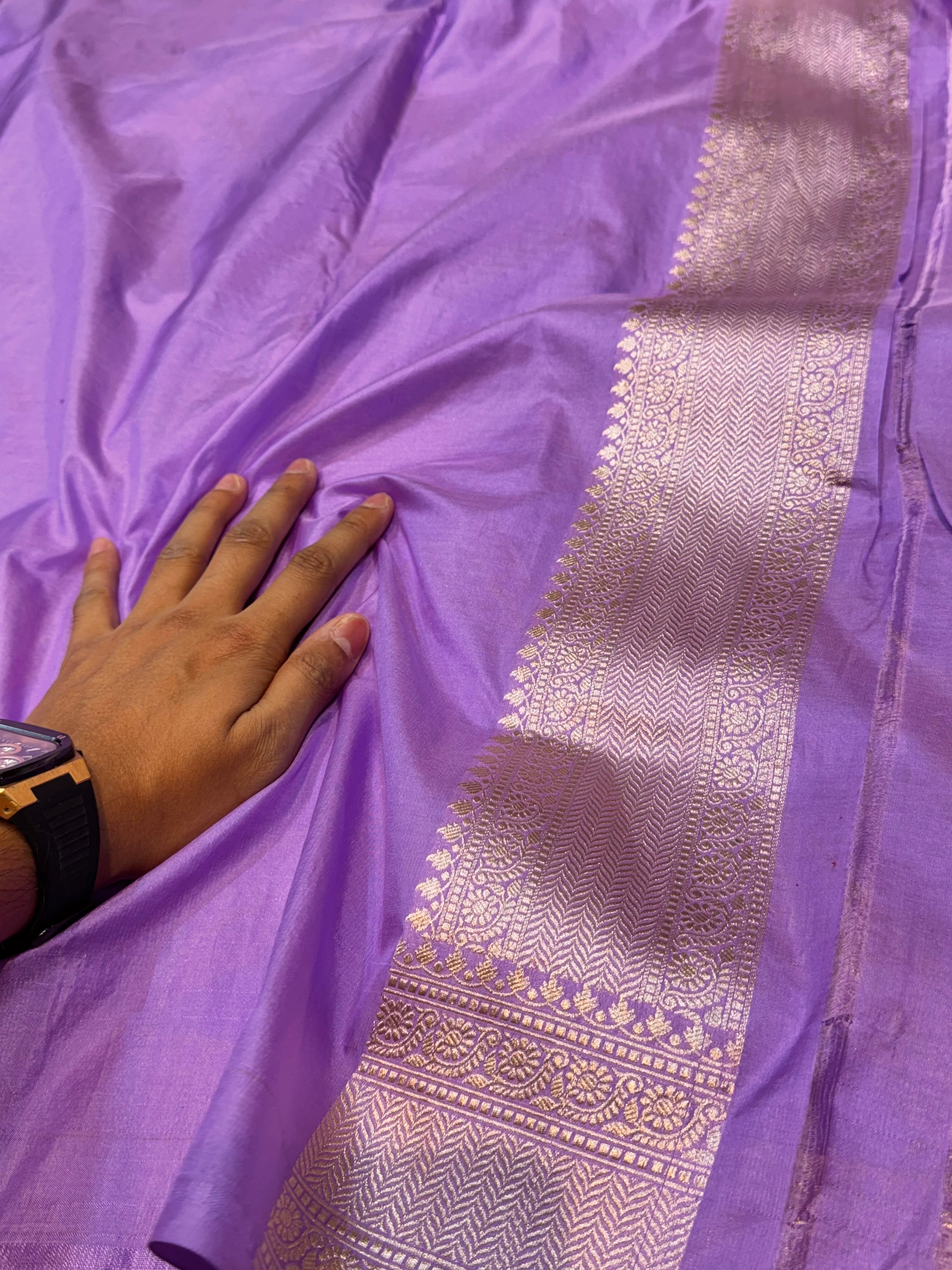 Lavender 100% Pure Banarasi Katan Silk Saree