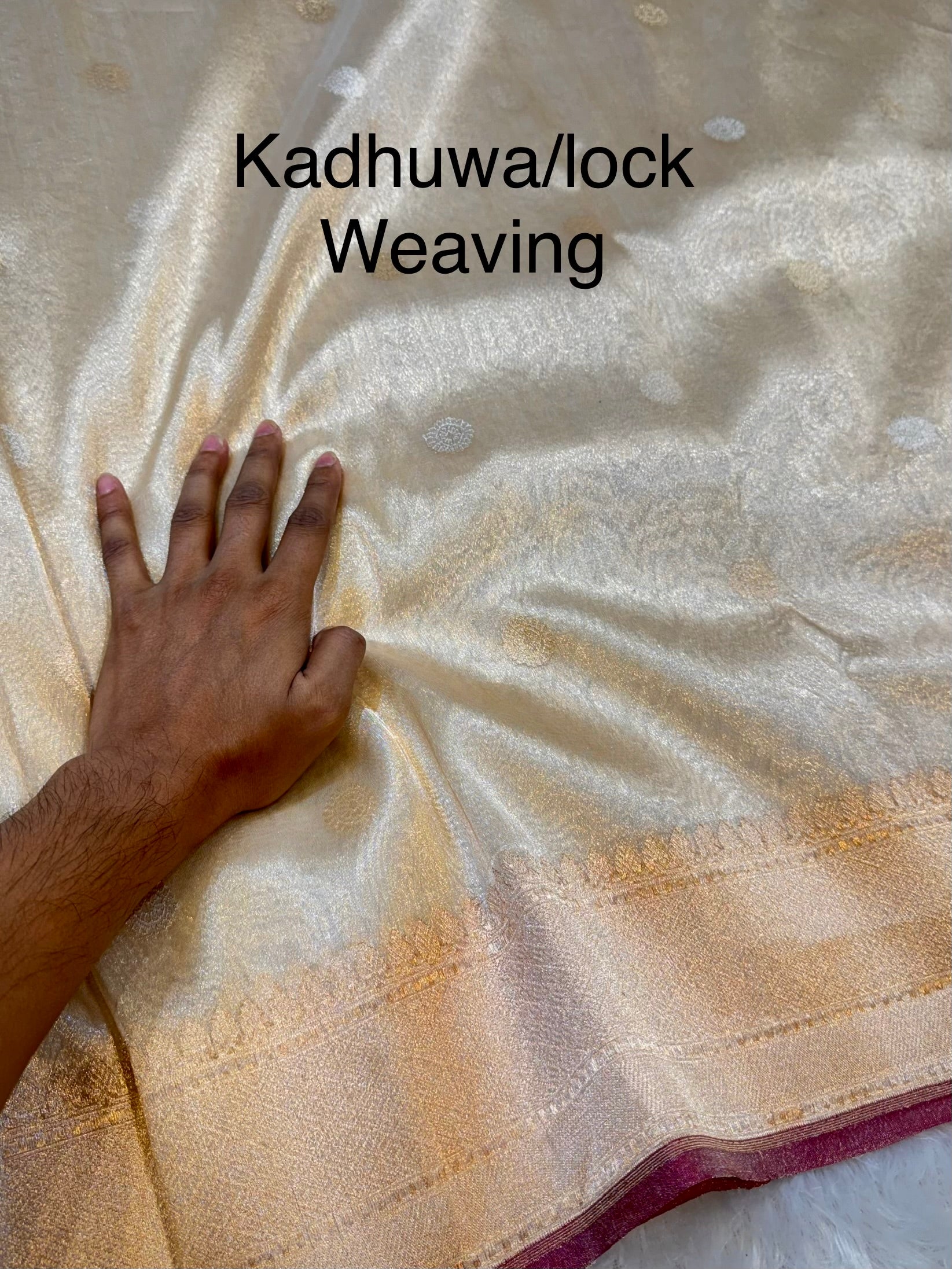 Diamond Gold 100% Pure Banarasi Tissue Silk Handloom Handwoven Saree