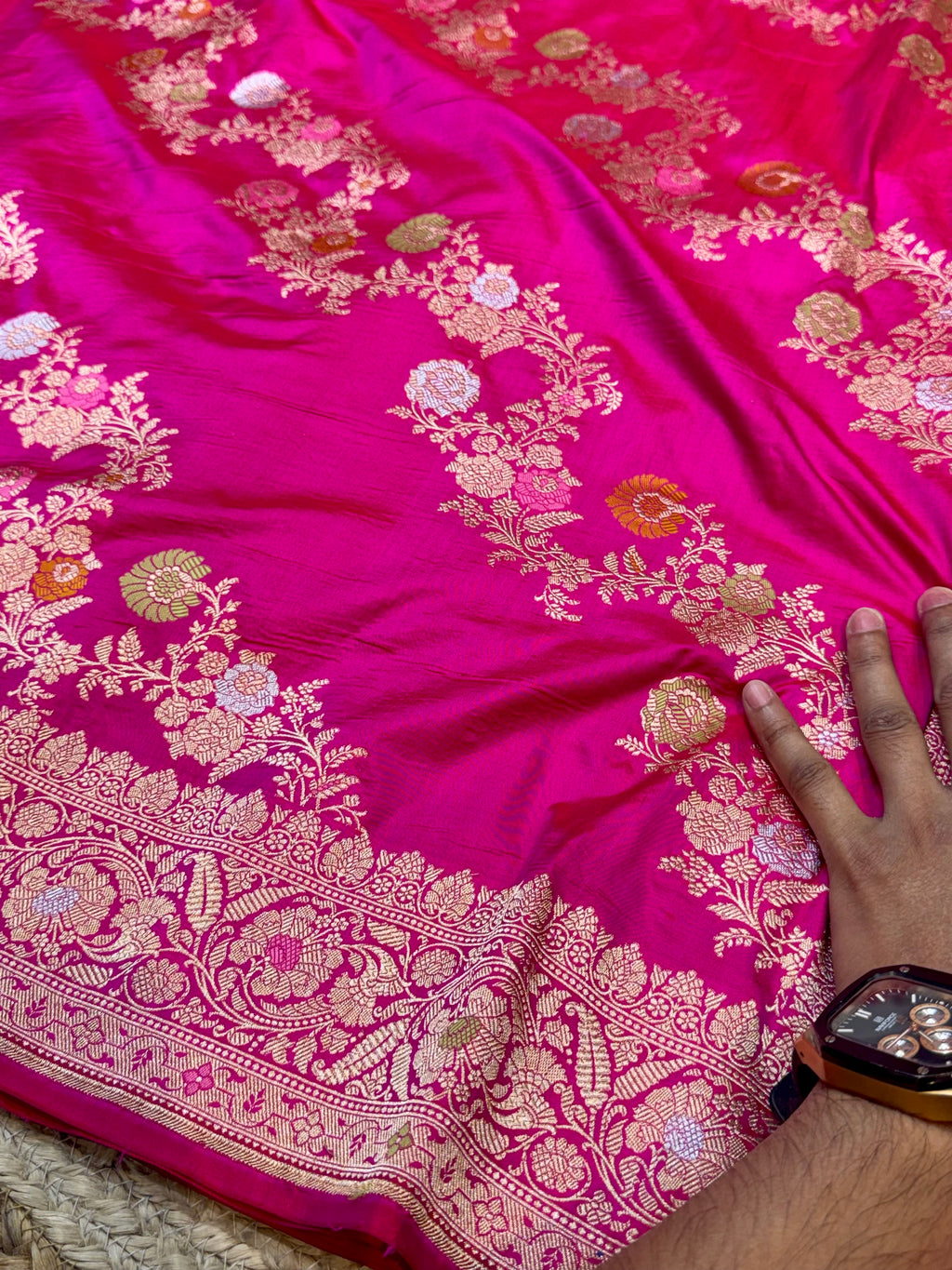 Prebook | Rani Pink 100% Pure Banarasi Katan Silk Meenakari Saree
