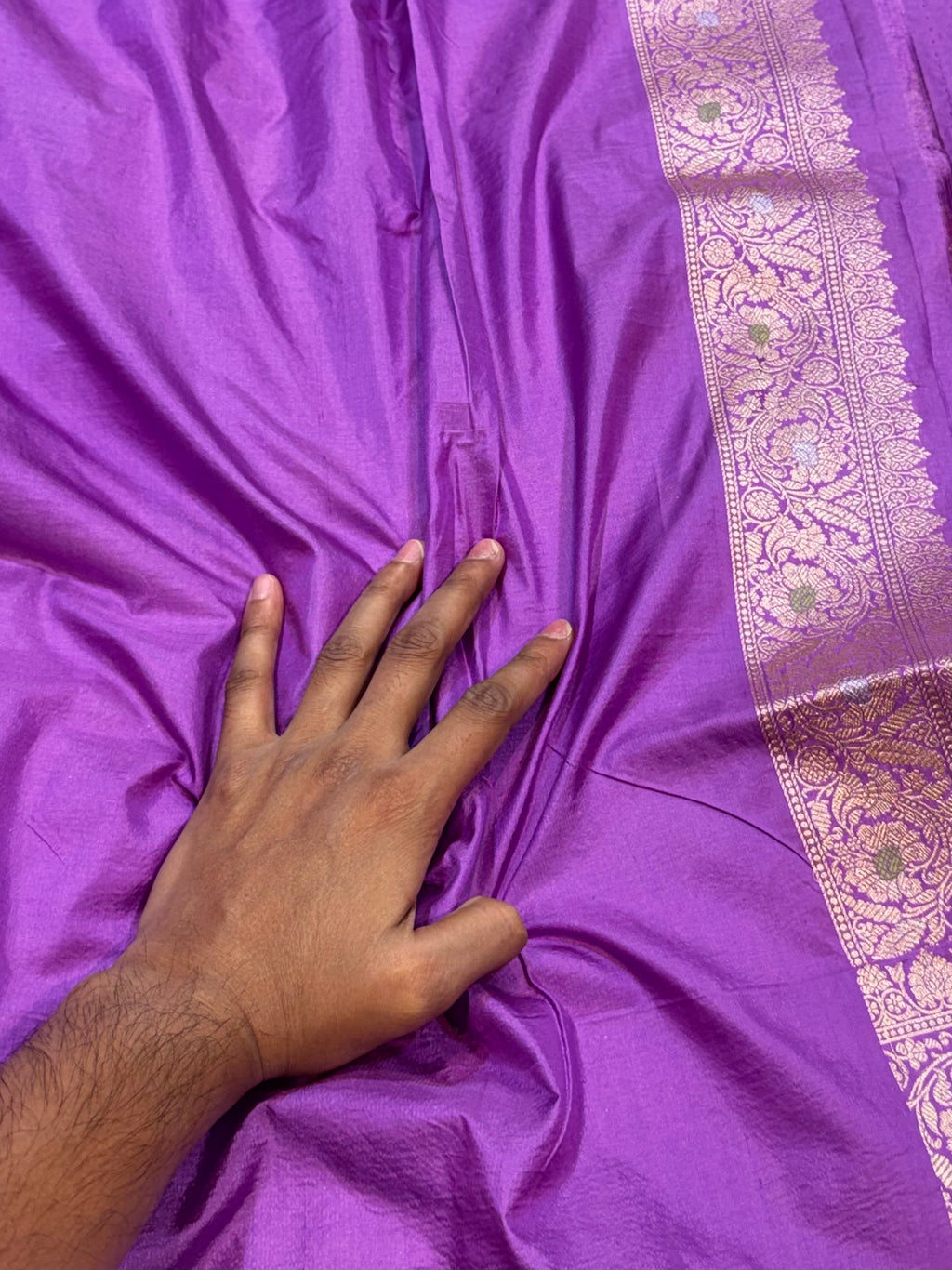Lavender 100% Pure Banarasi Katan Silk Meenakari Saree