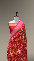 Red 100% Pure Ektara Banarasi Kora Jamdani Saree