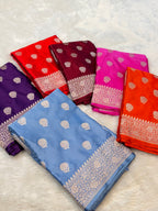 Maroon Banarasi Soft Mashru Silk Partywear Saree