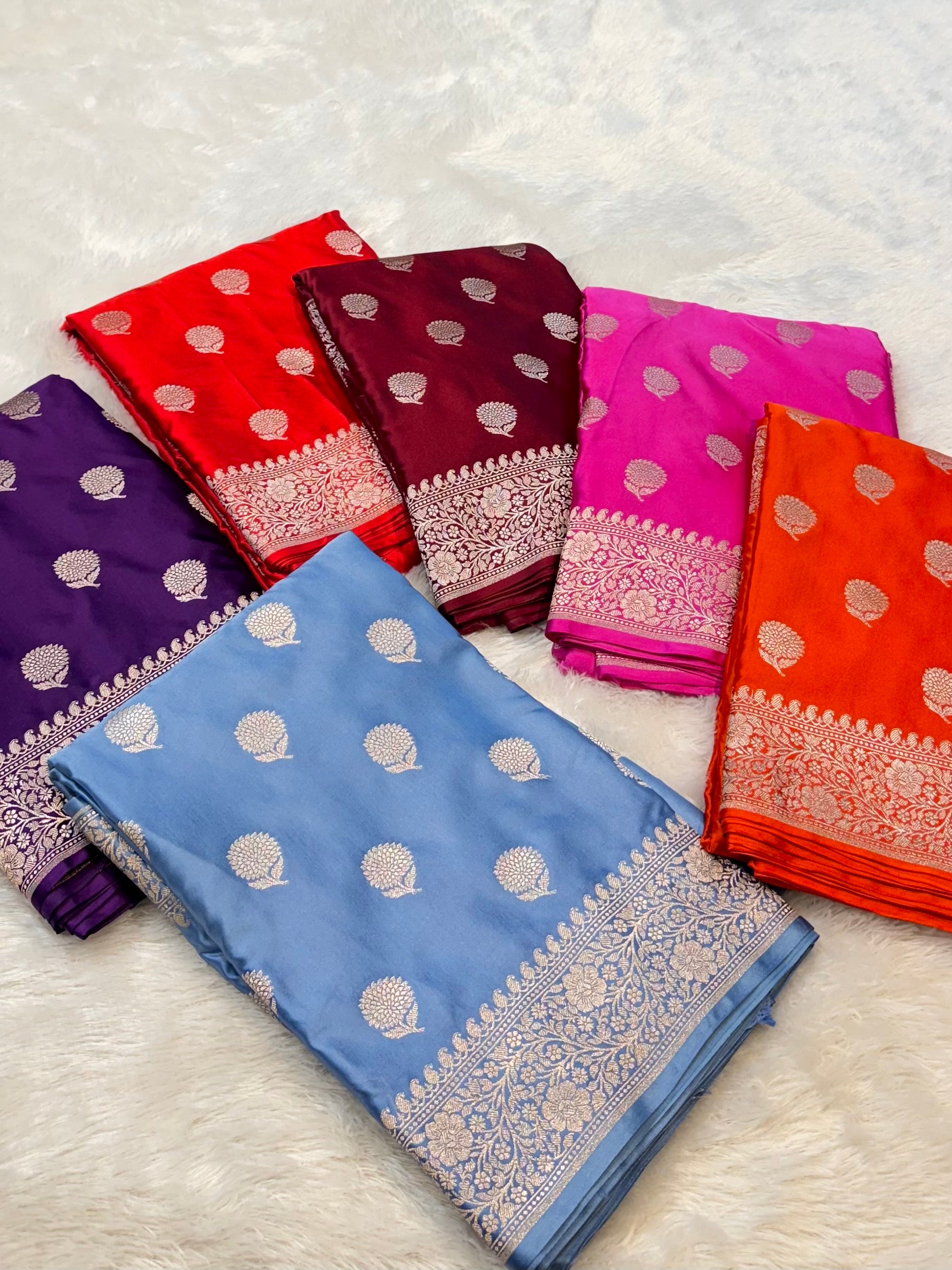 Red Banarasi Soft Mashru Silk Partywear Saree