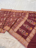 Maroon 100% Pure Ektara Banarasi Cotton Jamdani Saree